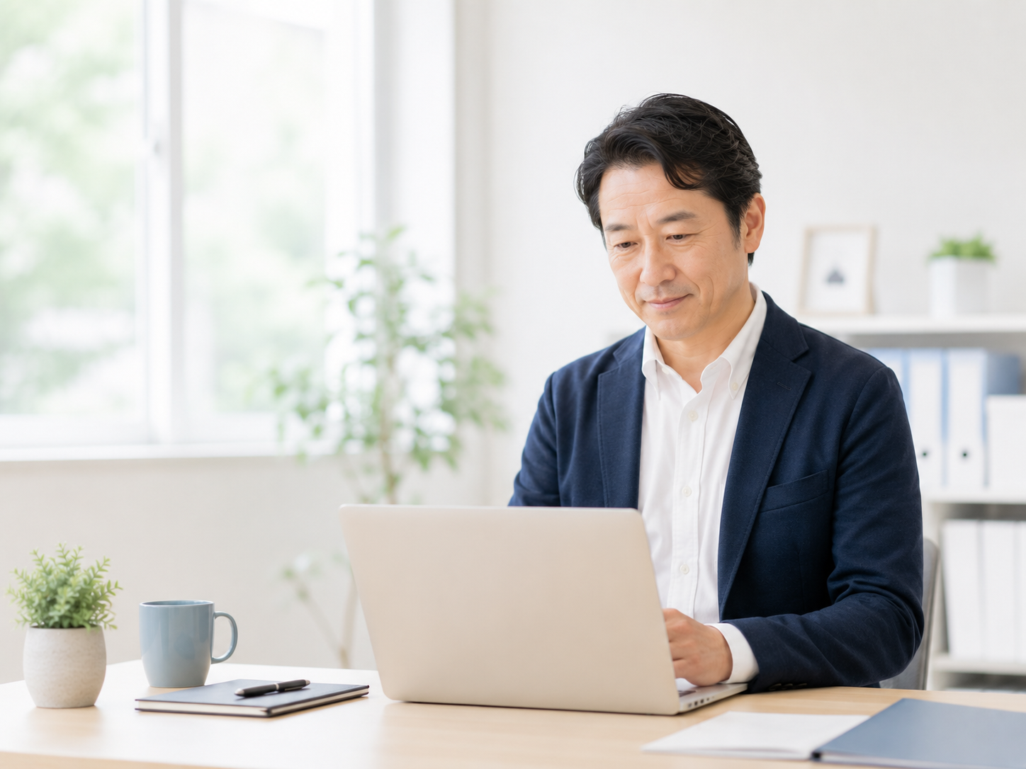 PCで予定を確認する施設管理者